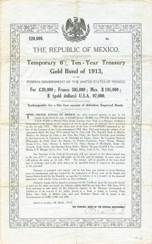 Double White Dove - Republic of Mexico - £20,000 Bond